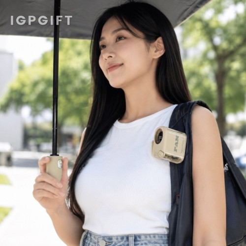可夾傘360°旋轉便攜彩燈小風扇