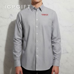 優雅窗格紋男士微風襯衫