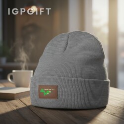 針織翻邊徽章帽