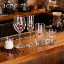 3D立體聖誕元素金屬貼片玻璃杯