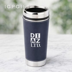 真皮觸感保溫杯 - 16 盎司 - 畫面印刷