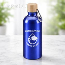 ขวดอลูมิเนียม เพื่อสิ่งแวดล้อม พร้อมฝาไม้ไผ่ - 20 ออนซ์