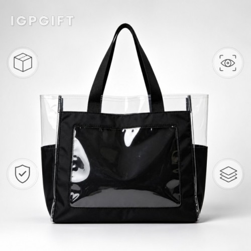 尼龍TPU透明插袋托特包