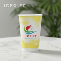 แก้วกระดาษกันร้อนลายสก๊อตสีสันสดใส - 16 ออนซ์