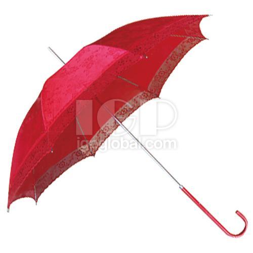紅色印花直桿傘