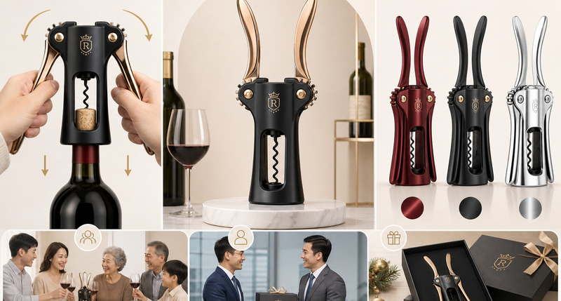 紅酒開瓶器禮品選用,海馬刀兔耳電動款機能對比